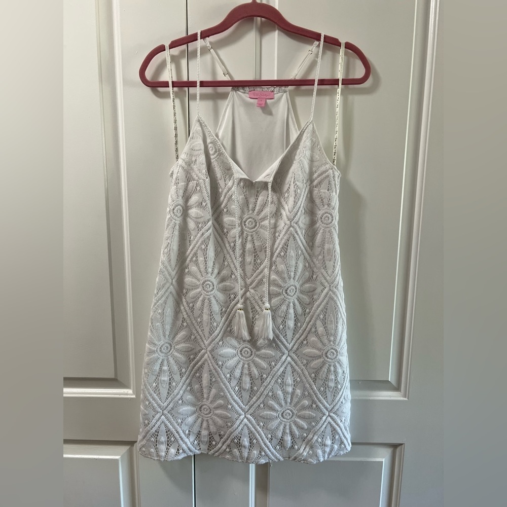 Lilly Pulitzer White Crochet Floral Dress, size small